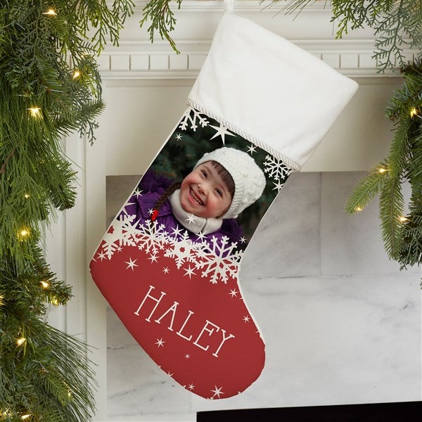 Snowflake Personalized Photo Christmas Stockings - 24586