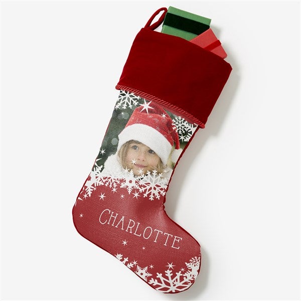 Snowflake Personalized Photo Christmas Stockings - 24586