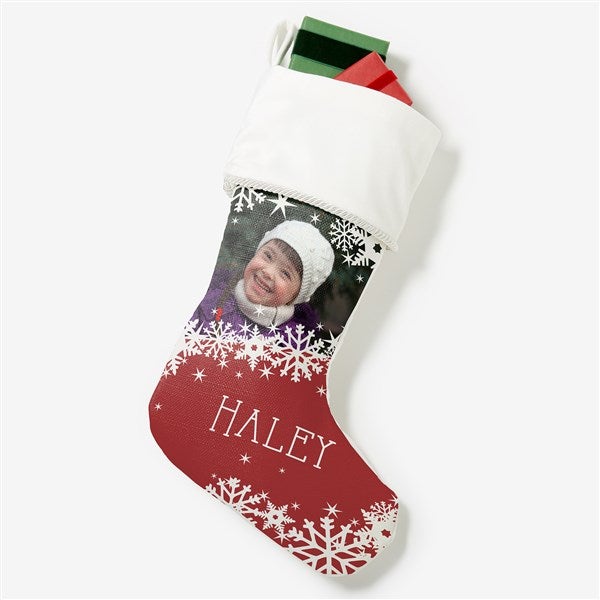 Snowflake Personalized Photo Christmas Stockings - 24586