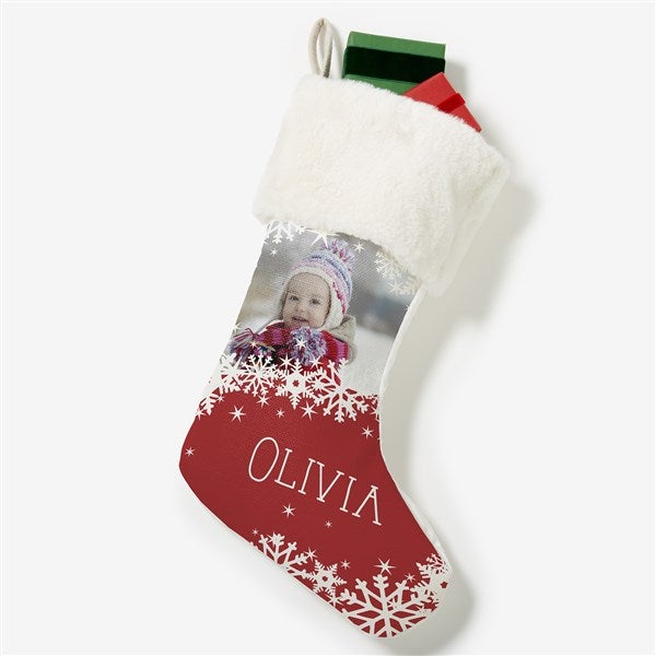 Snowflake Personalized Photo Christmas Stockings - 24586