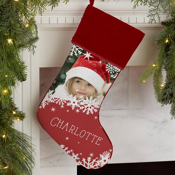 Snowflake Personalized Photo Christmas Stockings - 24586