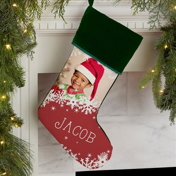 Snowflake Personalized Photo Christmas Stockings - 24586