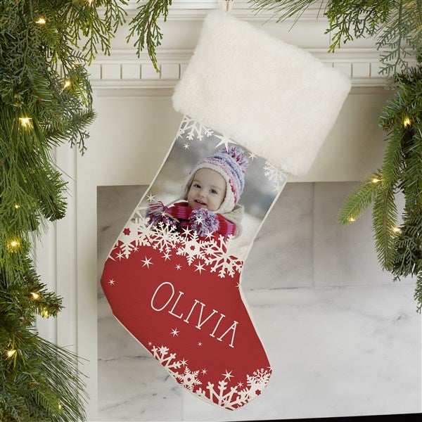 Snowflake Personalized Photo Christmas Stockings - 24586