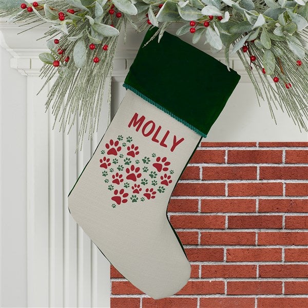 Paws On My Heart Personalized Dog Christmas Stockings - 24590