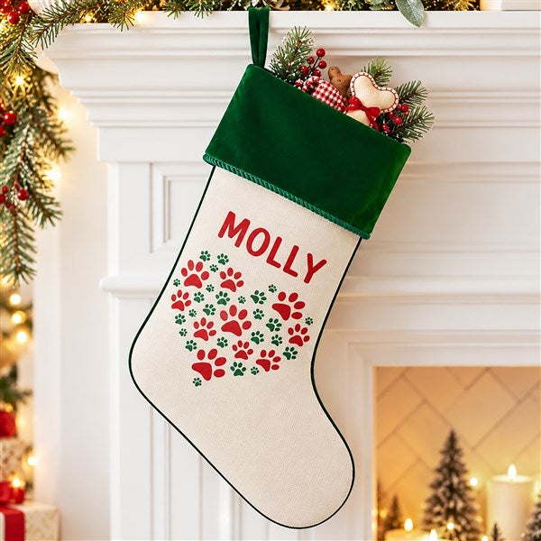Paws On My Heart Personalized Dog Christmas Stockings - 24590