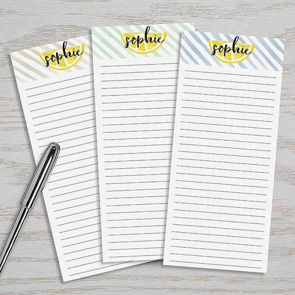 Striped Lemons Personalized Magnetic Notepads - 24617