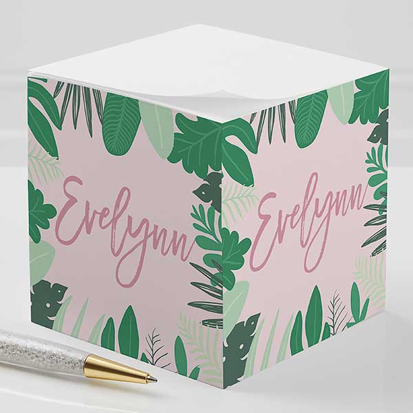 Palm Leaves Personalized Paper Note Cube - 24629