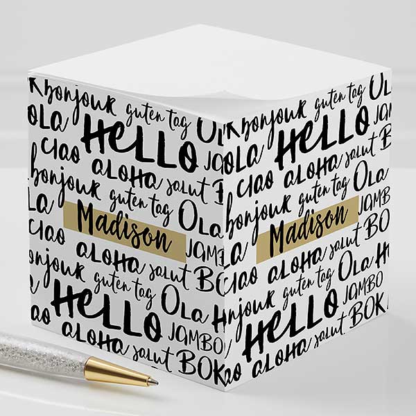 Around The World Hello Personalized Paper Note Cube - 24631