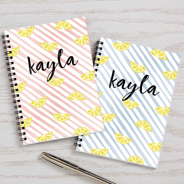 Striped Lemons Personalized Mini Notebooks - Set of 2 - 24632