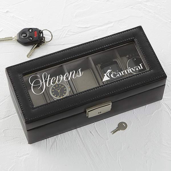 Carnival Personalized Vegan Leather Watch Box - 24638