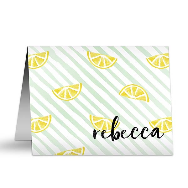 Striped Lemons Personalized Note Cards - 24647