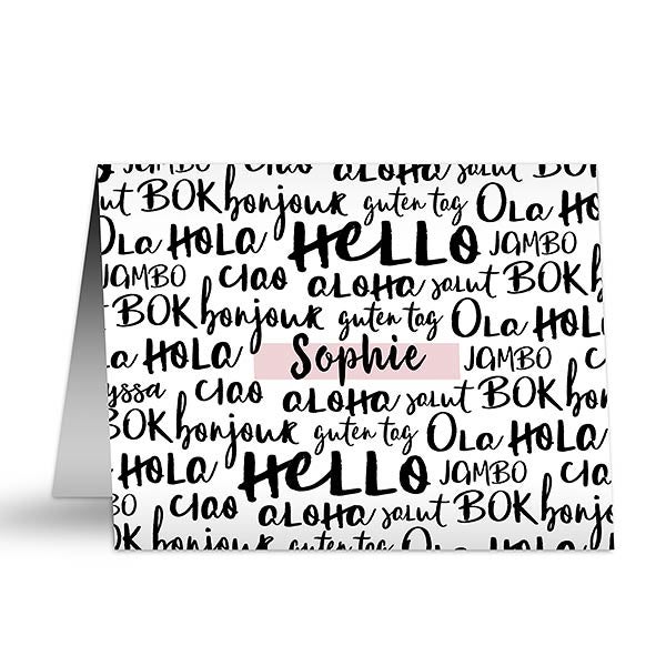 Around The World Hello Personalized Note Cards - 24655