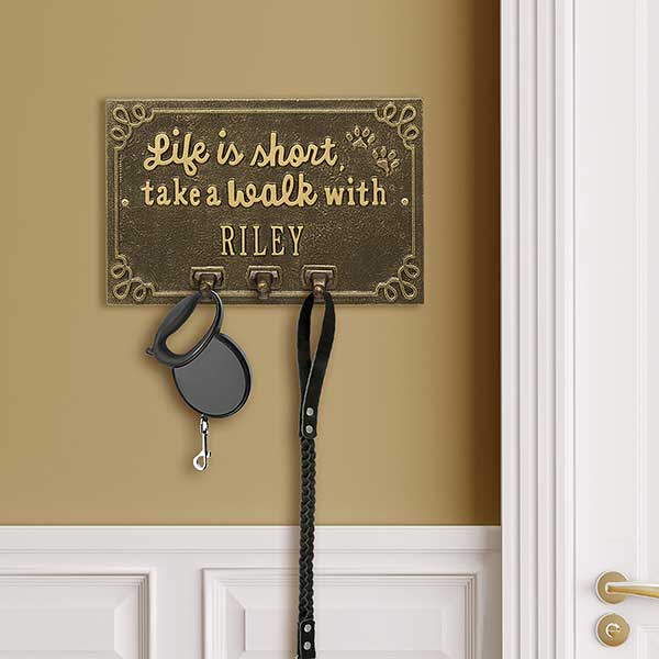 Personalized Aluminum Dog Leash Wall Hook - Life is Short Take a Walk - 24666