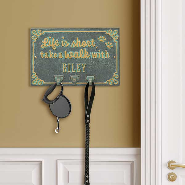 Personalized Aluminum Dog Leash Wall Hook - Life is Short Take a Walk - 24666