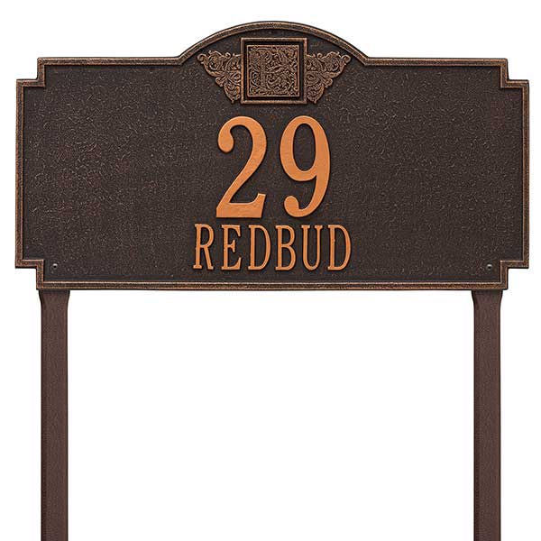 Personalized Aluminum Lawn Address Signs with Monogram - 24674