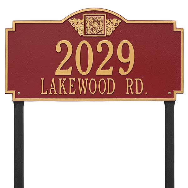 Personalized Aluminum Lawn Address Signs with Monogram - 24674