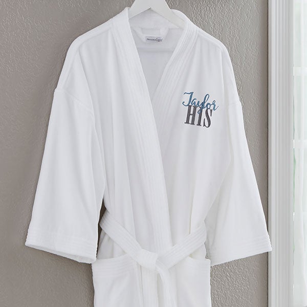 Personalized His & Hers Couples Robes Embroidered White Velour - 24715