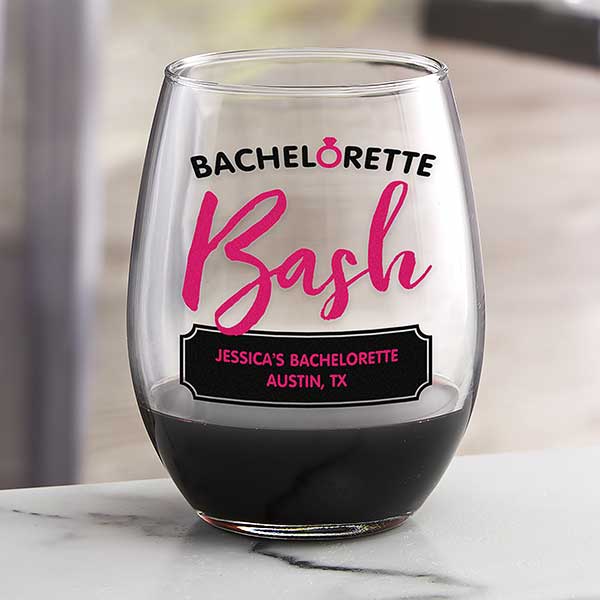 Choose you color glass Monogrammed Gift Wedding Glass- Bachelorette Party Stemless Wine Glass Customized Personalized Wine Glass