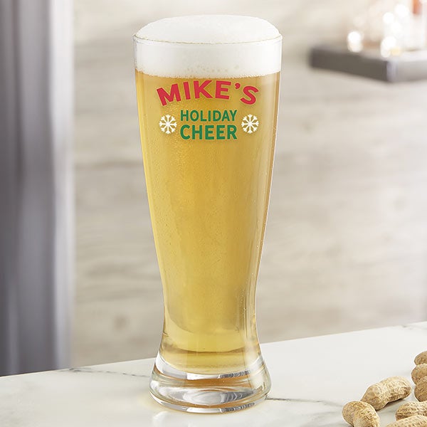 Holiday Cheer Personalized Beer Glasses - 24721
