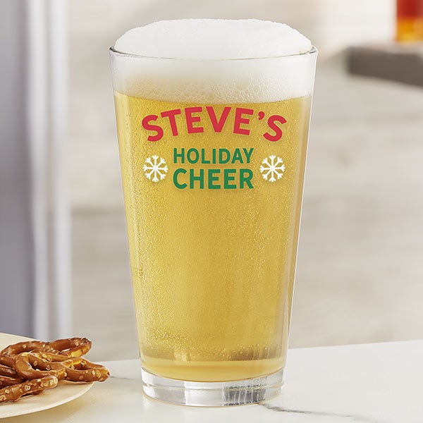 Holiday Cheer Personalized Beer Glasses - 24721