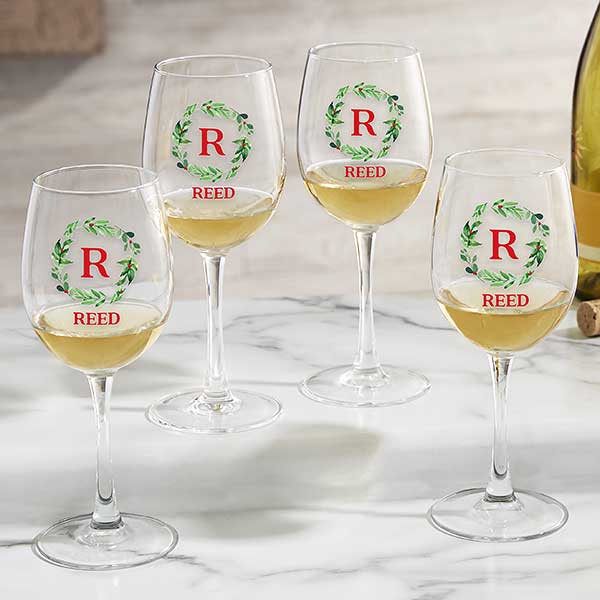 Personalized White Wine Monogrammed Glasses