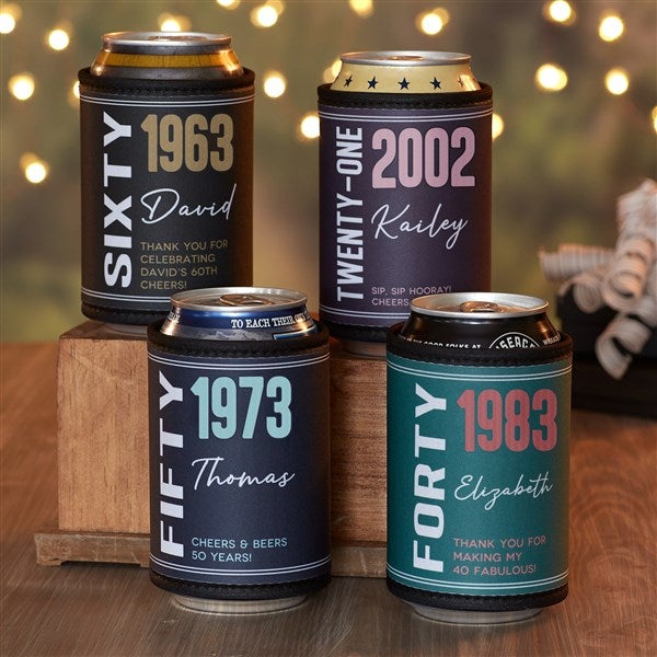 Timeless Birthday Personalized Can & Bottle Wraps - 24739