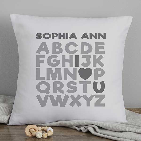 Alphabet Message Personalized 18 Inch Throw Pillow Baby Gifts