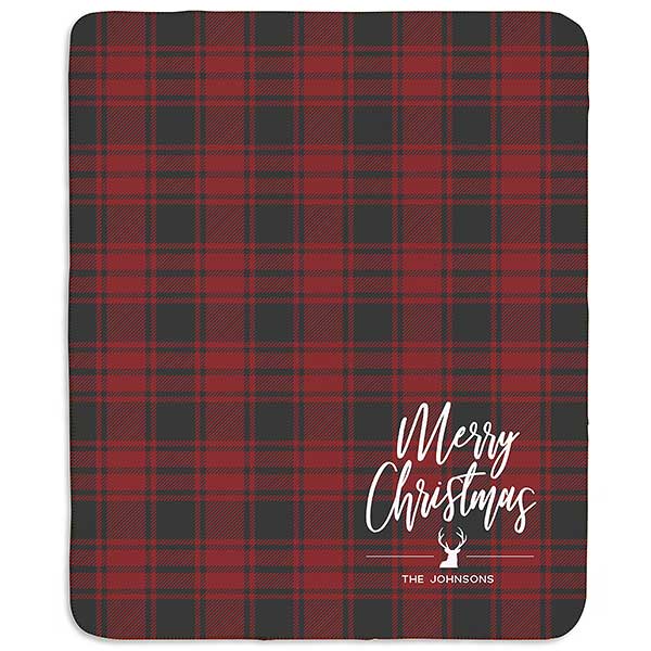 Christmas Plaid Personalized 50x60 Sherpa Blanket