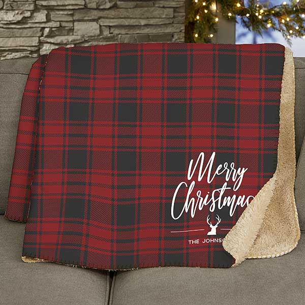 Christmas Plaid Personalized 60x80 Sherpa Blanket