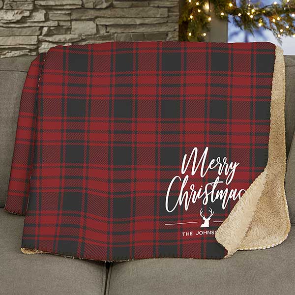 Christmas Plaid Personalized Blankets - 24785