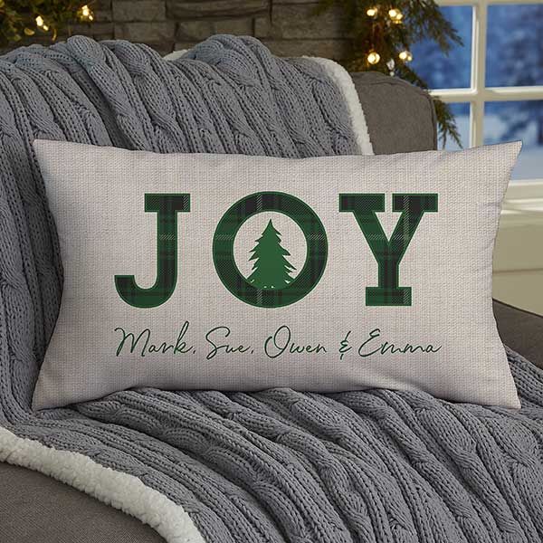 Woodsy Winterland Personalized Plaid Throw Pillows - 24786