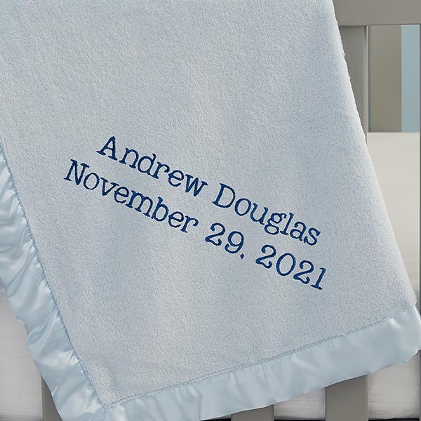 Personalised Embroidered Baby Blanket Your Text,Name,DOB Luxury Newborn Gift 