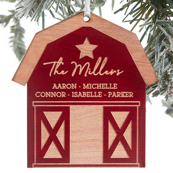 Christmas Barn Personalized Wood Ornaments - 24813
