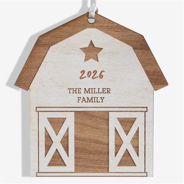 Christmas Barn Personalized Wood Ornaments - 24813