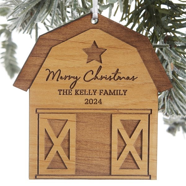 Christmas Barn Personalized Wood Ornaments - 24813