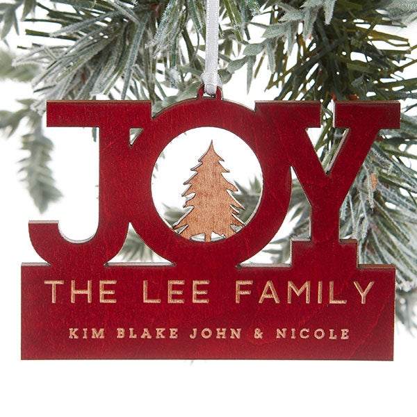 Family Joy Personalized Wood Christmas Ornaments - 24814