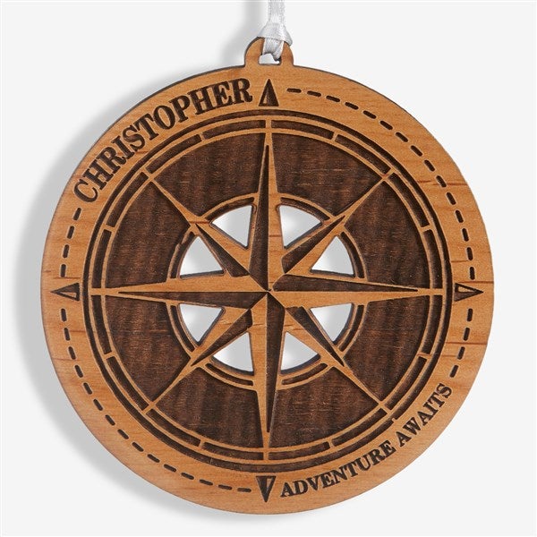 Custom Engraved Wooden Compass Christmas Ornaments - 24816