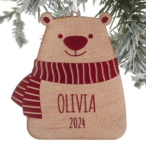 Baby Bear Personalized Wood Christmas Ornaments - 24818