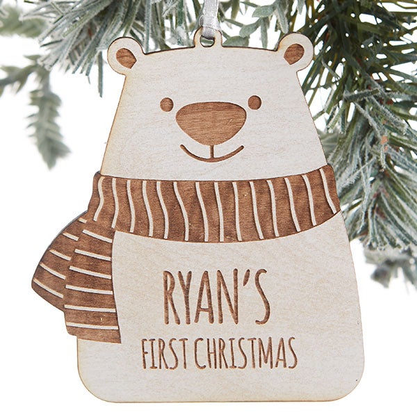 Baby Bear Personalized Wood Christmas Ornaments - 24818