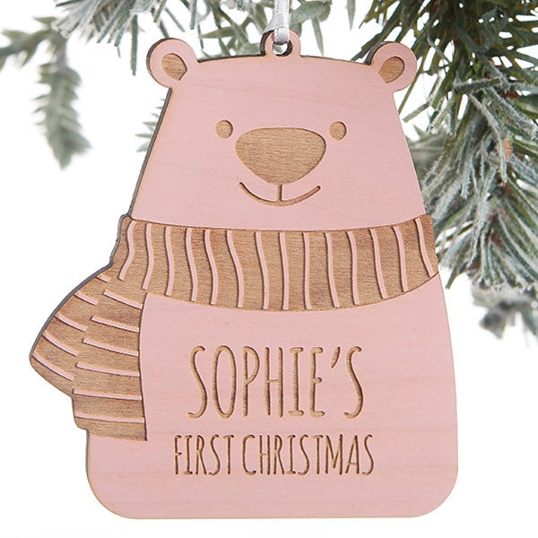 Baby Bear Personalized Wood Christmas Ornaments - 24818