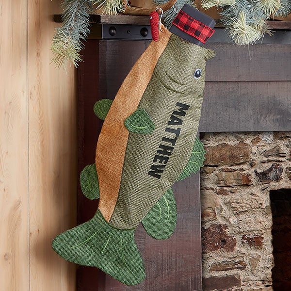 Fishing Enthusiast Personalized Fish Christmas Stocking - 24827