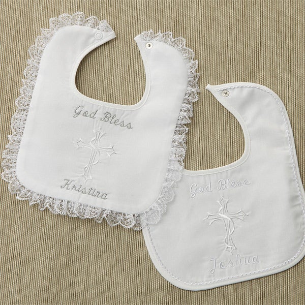⛪️ Personalised christening bib embroidered any name baptism baby boy girl gift 