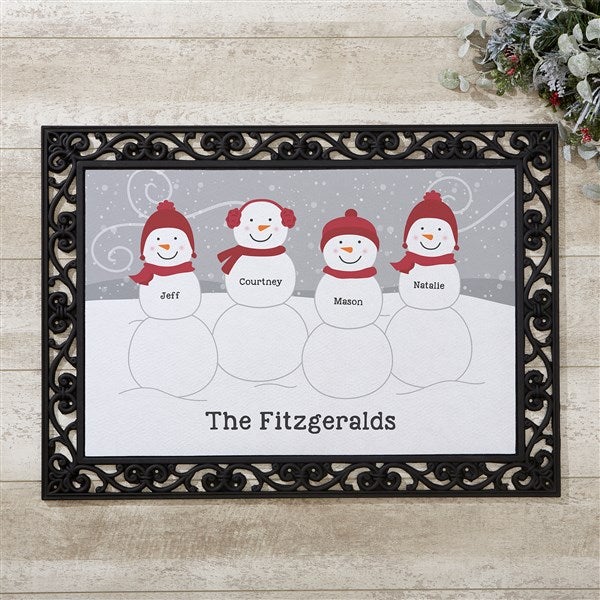 Snowman Family Personalized Christmas Doormats - 24839