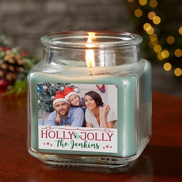 Holiday Phrases Personalized Photo Christmas Candles - 24846