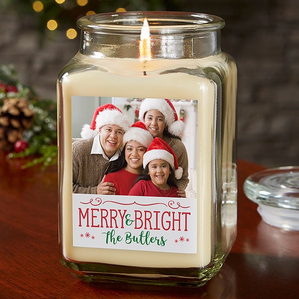 Holiday Phrases Personalized Photo Christmas Candles - 24846
