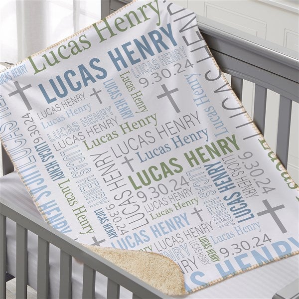 Baby Boy's Christening Day Personalized Baby Blankets - 24848