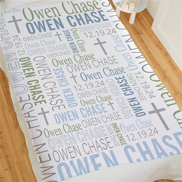 Baby Boy's Christening Day Personalized Baby Blankets - 24848