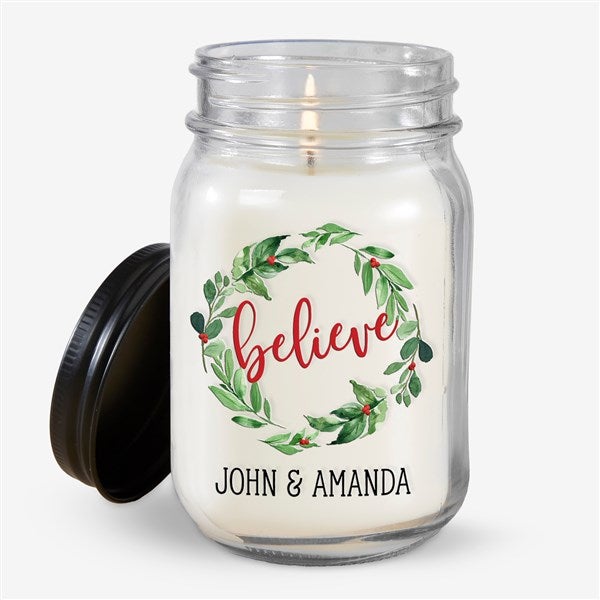 Watercolor Wreath Personalized Farmhouse Candle Jars - 24858