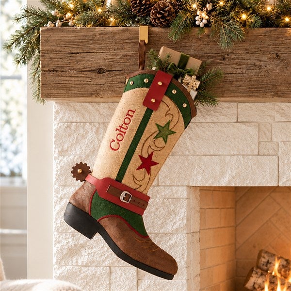 Personalized Cowboy Boot Christmas Stockings - 24880