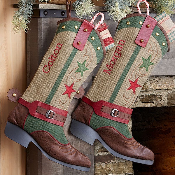 Personalized Cowboy Boot Christmas Stockings - 24880